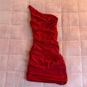 Aritzia Vibrant Red One-Shoulder Dress